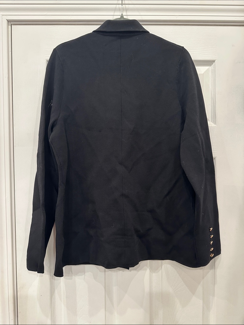 Aleeza Paris Black Double-Breasted Gold-Button Blazer (22) - Picture 2 of 3